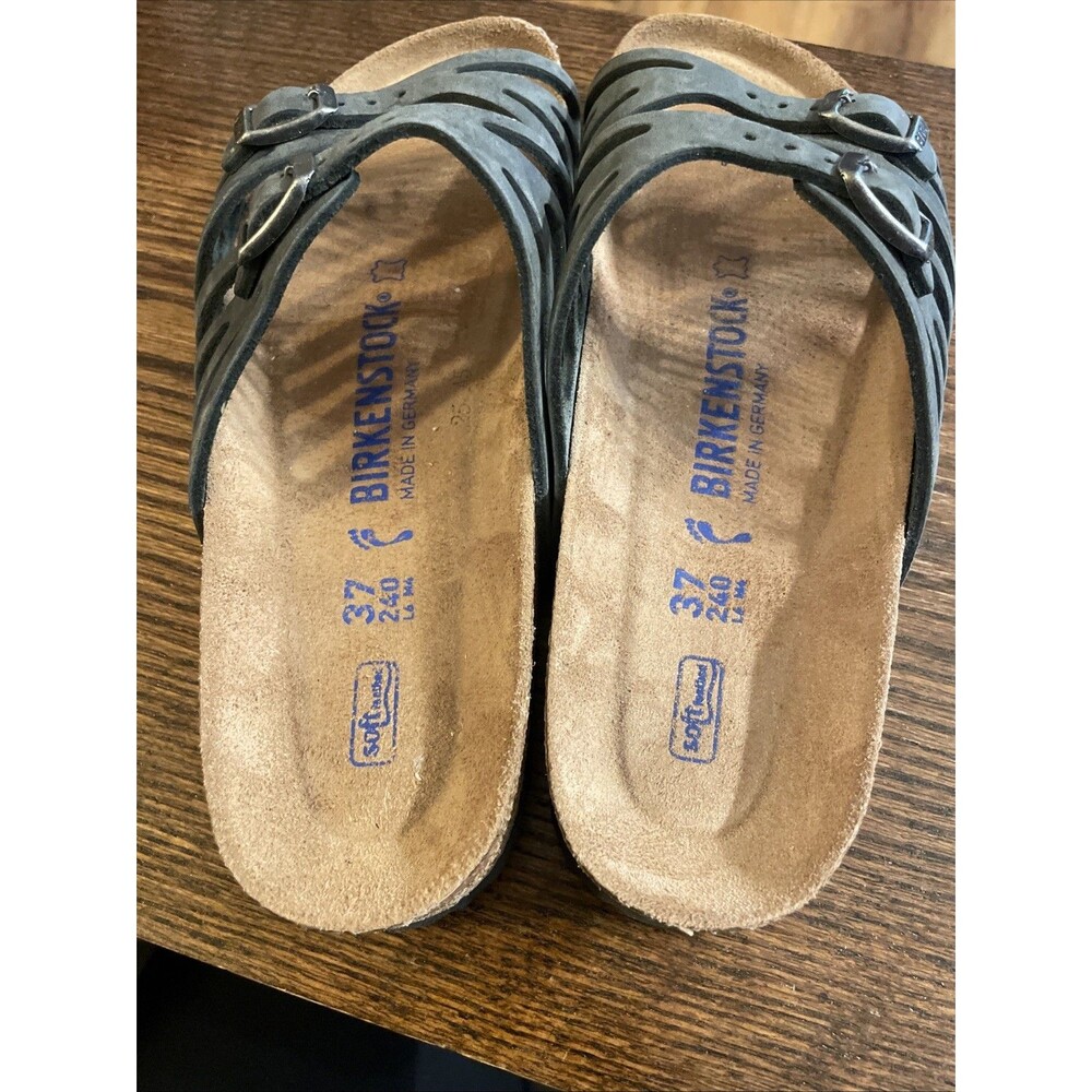 Birkenstock Granada Soft Footbed slide sandal Women's Black Gray 37 EUC 6-6.5 - Picture 4 of 6